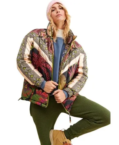 Farm Rio Tropical Rauti Puffer Metallic Reversible Jacket Small NWT