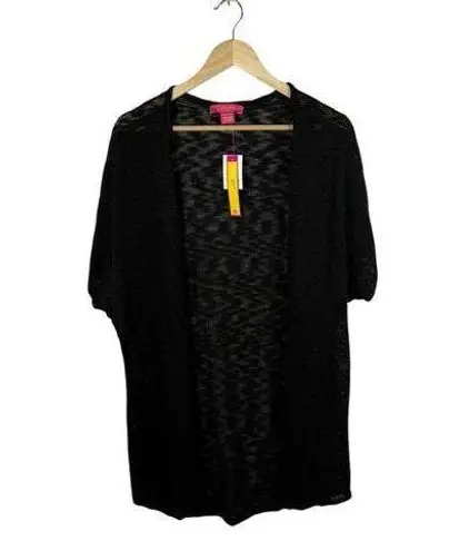 Catherine Malandrino NWT Women’s Open Knit Slub Cardigan in Black Size L