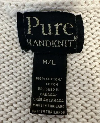 Pure Handknit Shawl Collar Button Cardigan Sweater Size M Medium Ivory Layered
