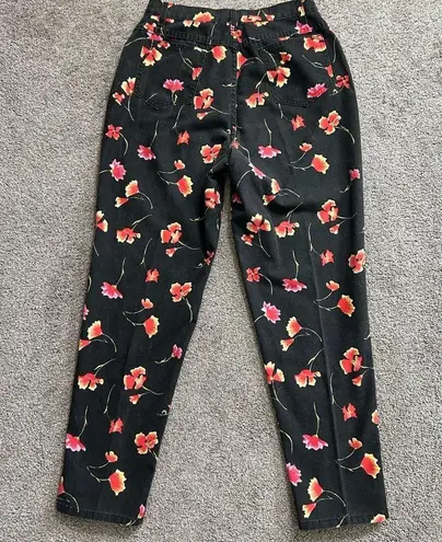 Vintage 90’s Floral Printed Black High Waist Jeans size 14 by Tattoo