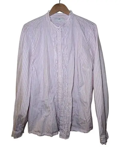 Tommy Hilfiger  Ruffle Blouse Striped Long Sleeve Top Shirt‎ Size Plus Size 18 - Image 1