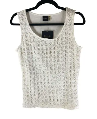Rafaella Studio Womens Tank Top Crochet Overlay Cotton White S