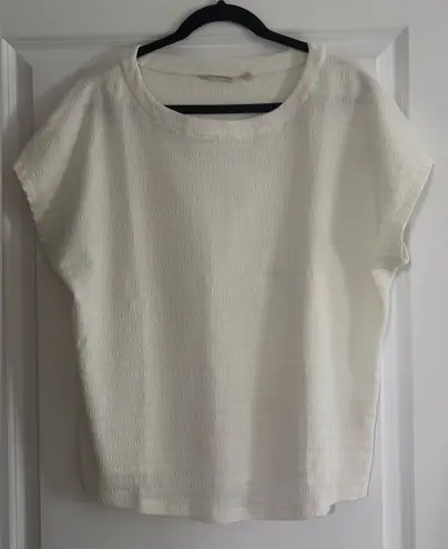 Soft Surroundings Textured Knit Short Sleeve Top White