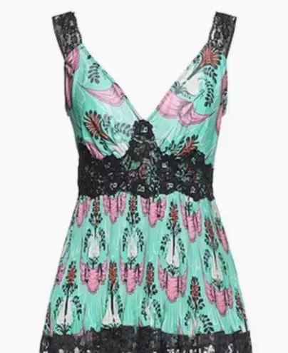 Paco Rabanne light green cami satin with lace details size 6