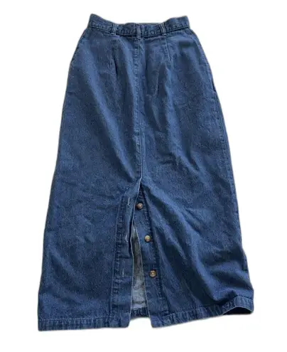 90s Y2K Denim Maxi Skirt Size 6 w/ Pockets And Pleats Blue