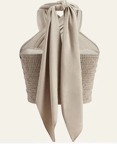 Commense Cotton & Line Crisscross Halter Tank Top size large Tan