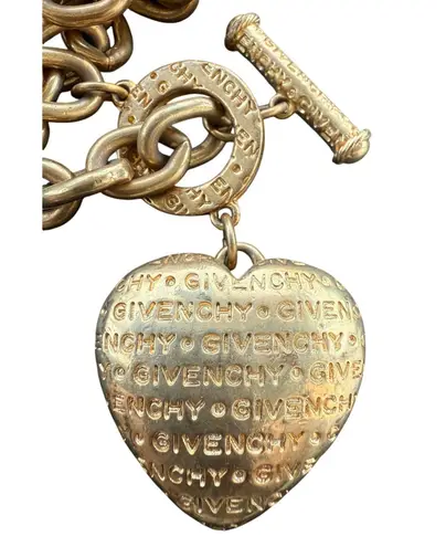 Givenchy 1980s Vintage Puffy Heart Necklace Gold Plated