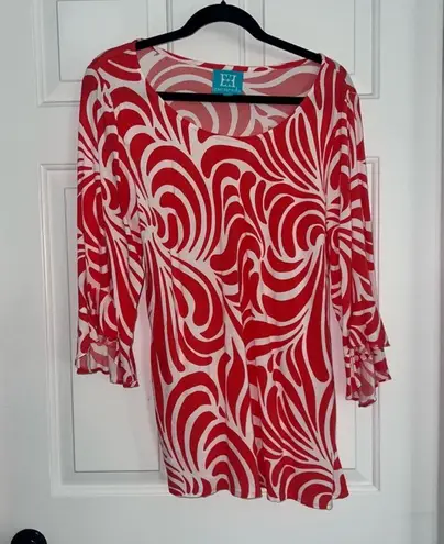 Escapada | Red and White Patterned Tunic | XL