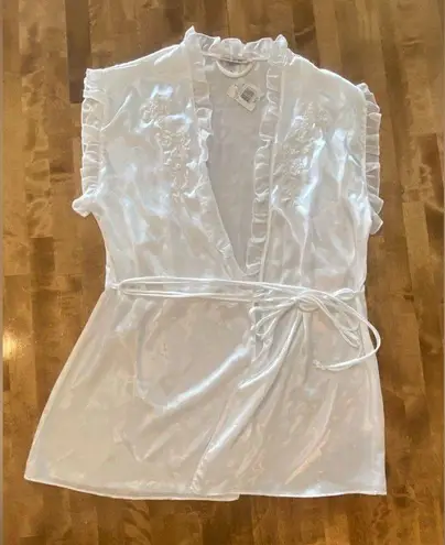 Linea Donatella NWT  Bridal Baby Doll Robe White w/ Embellishment Med ROB…