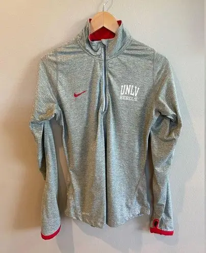 Nike  UNLV Dri-Fit Long Sleeve Athletic Grey and Red Quarter Zip Las Vegas Medium