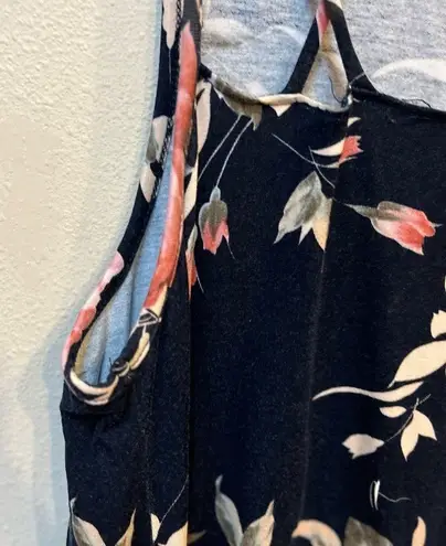 Vanilla Bay Women’s Navy Blue Pink floral Sleeveless Stretch Boho Mini Dress XL