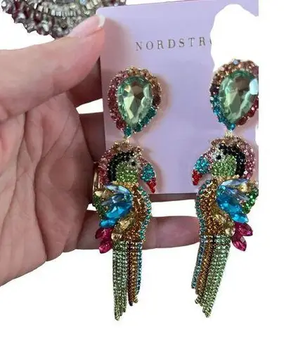 Bloomingdales Bloomingdale’s Rhinestone Crystals PARROT Bird Chandelier Dangle Earrings