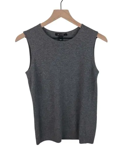 St. John Scoop Neck Wool-Blend Shell Knit Tank Grey Melange Women's Size Small
