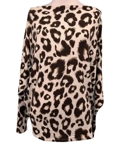 Gibsonlook Off The Shoulder Knit Leopard Blouse Size Small Brown