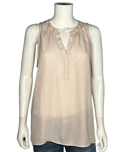 Alice Blue Simona Henley Sleeveless Cream White Polka Dot Blouse Size L