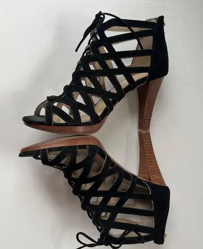 Adrienne Vittadini Anjolie-1 Suede Strappy Web Heel Womens 8.5 Witchy Black