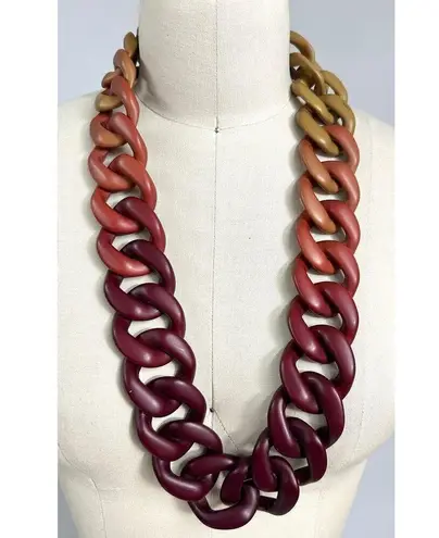 PONO by Joan Goodman Italian Resin Necklace Red Brown Tan 30"