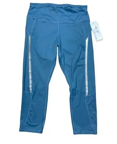 icyzone *New Yoga Running Workout Legging Womens Large Light Blue Crop Stretch