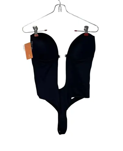 Feelin Girl Women's Black Backless Thong Plunge Shapewear Bodysuit Medium NWT