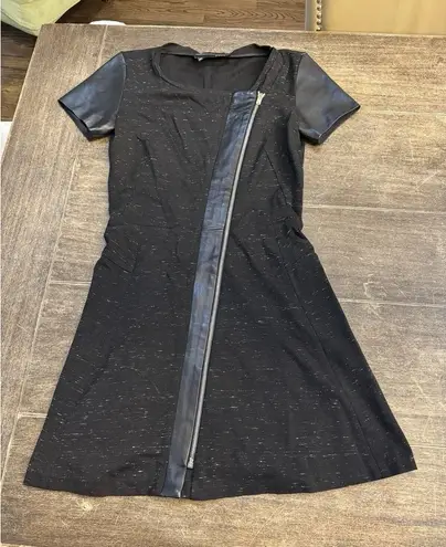 The Kooples Dress Womens Size 36 Sport Zip Front Short Sleeve Leather Contrast
