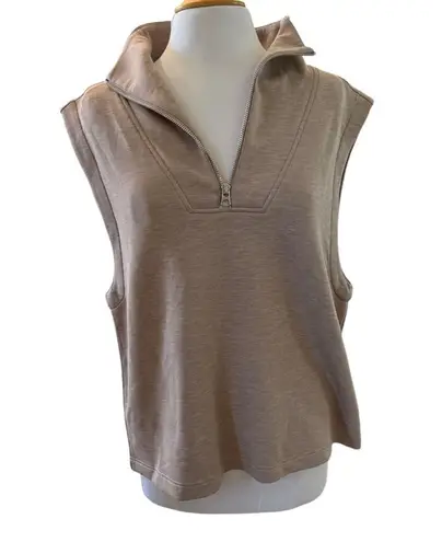 Varley Magnolia Half Zip Tank Top Mock Beige Relaxed Doublesoft Size Large NEW
