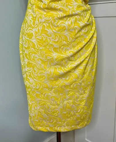 Cache  Floral Cutout Sheath Dress Yellow & White Size 2