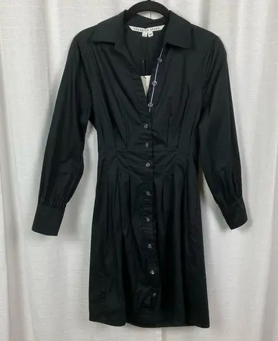 Veronica Beard Black Polina Button Front Open Back Mini Dress Sz.0 NWT