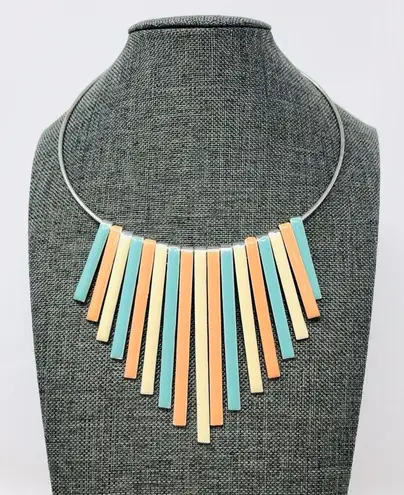 Boho silver & enamel fringe collar necklace Multiple