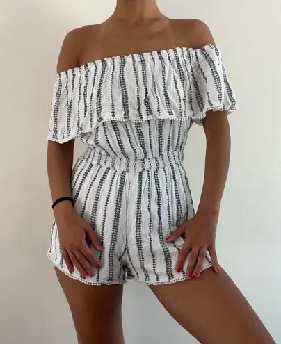 Lulus Striped Off Shoulder Romper Size XS