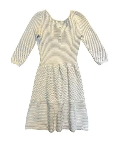 Boden USA Boden UK 6P US 2P Ribbed Knit Mini Dress Ivory Sweater Textured Scoop Neck Libby