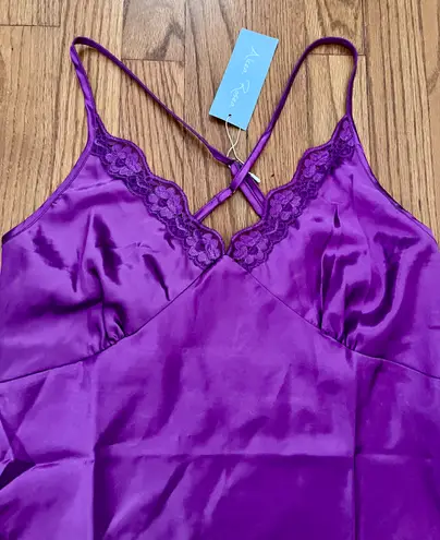 Purple Satin Nightgown Slip Dress