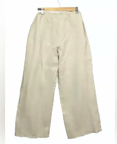 VERO MODA Cream Medium Linen/Ramie Draw String High Rise Wide Leg