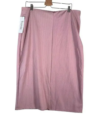 Trends Womens Muave NEW Ribbed Two Piece Set Skirt Cropped Top Sz 1X Pink