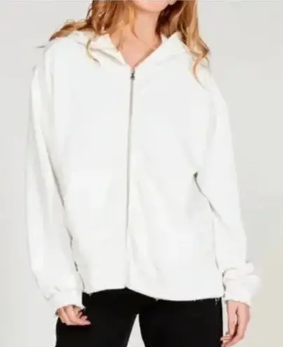 Naked Wardrobe NEW Boyfriend Oversized Full Zip Hoodie in White