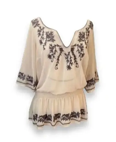 Twenty One Faith Peasant Blouses Gathered Waist Semi Sheer Embroidered Size 1X