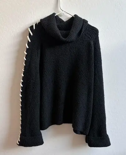 525 Vida Boucle Whip Stitch Pullover NWT Size Large In Black