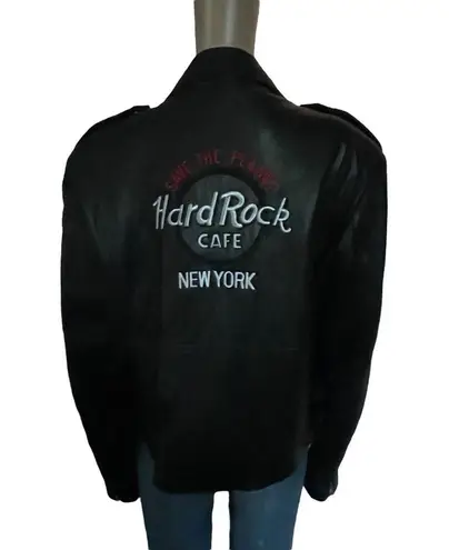 Hard Rock Cafe Save The Planet New York leather moto jacket