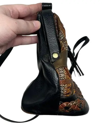 Jackson Vintage Faux Leather Clamshell Crossbody Purse Abstract Retro Bohemian