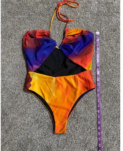 B Fyne Quinn One Piece Swimsuit – Sunset Print, Size Medium Orange