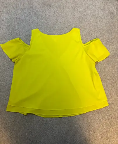 Bisou Bisou Yellow Green Cold Shoulder Blouse