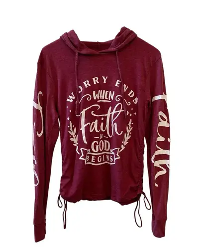 On Fire | Maroon Faith Graphic Hoodie Size Small NWT NEW