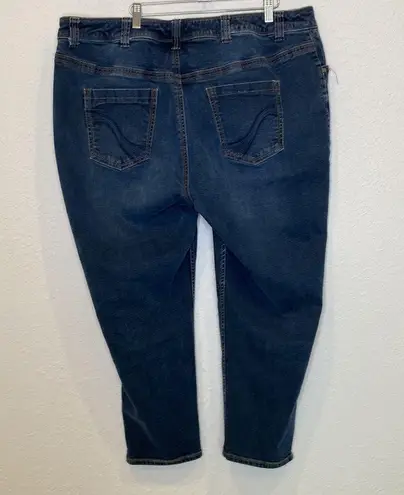 Lane Bryant  Genius Fit Dark Blue Wash Cropped Skinny Ankle Jeans Sz 24 Ankle Zip