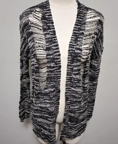 BKE black marled shredded cardigan size xs