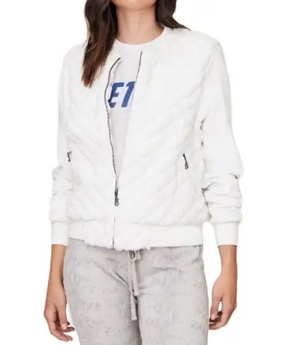 David Lerner Quilted Faux Fur Bomber Jacket XS White Oversize Fairy Festival Y2K