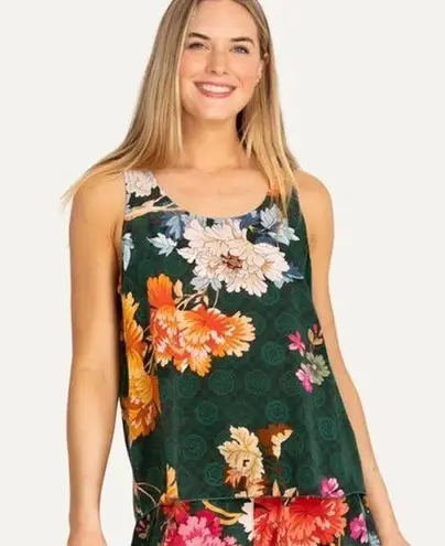 Johnny Was Roselyn 100% Silk Floral Print Tank Top M