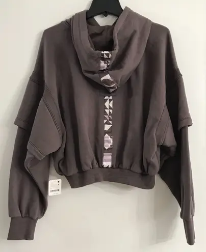 Free People Movement Snow Flow Geo Stripe Hoodie in Driftwood Combo size XS NWT