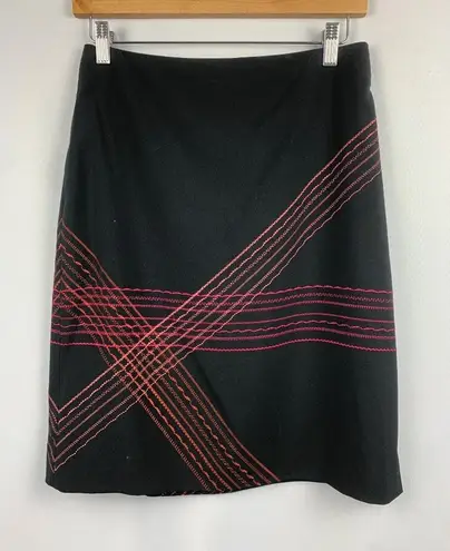 Alfani Womens Black & Multicolor Embroidered A-Line Skirt Size 4