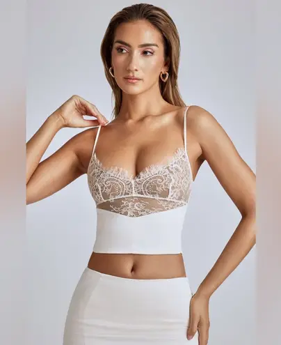 Oh Polly Bria Lace Panel Cami Top in Ivory