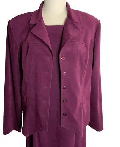 Sag Harbor Vintage 90s Suit Dress 12 Purple Sleeveless Zip Button Up Jacket