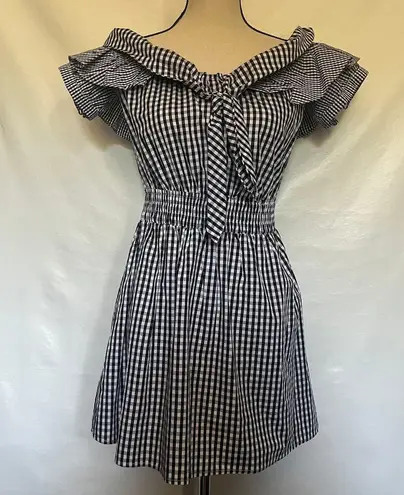 Her Entire Name Says Grace Gingham Dress Sz Ruffle Cottagecore Retro Feminine Black